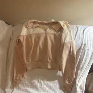 Cream and Tan Women's Sweatshirt